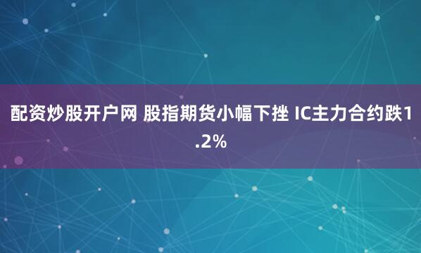 配资炒股开户网 股指期货小幅下挫 IC主力合约跌1.2%
